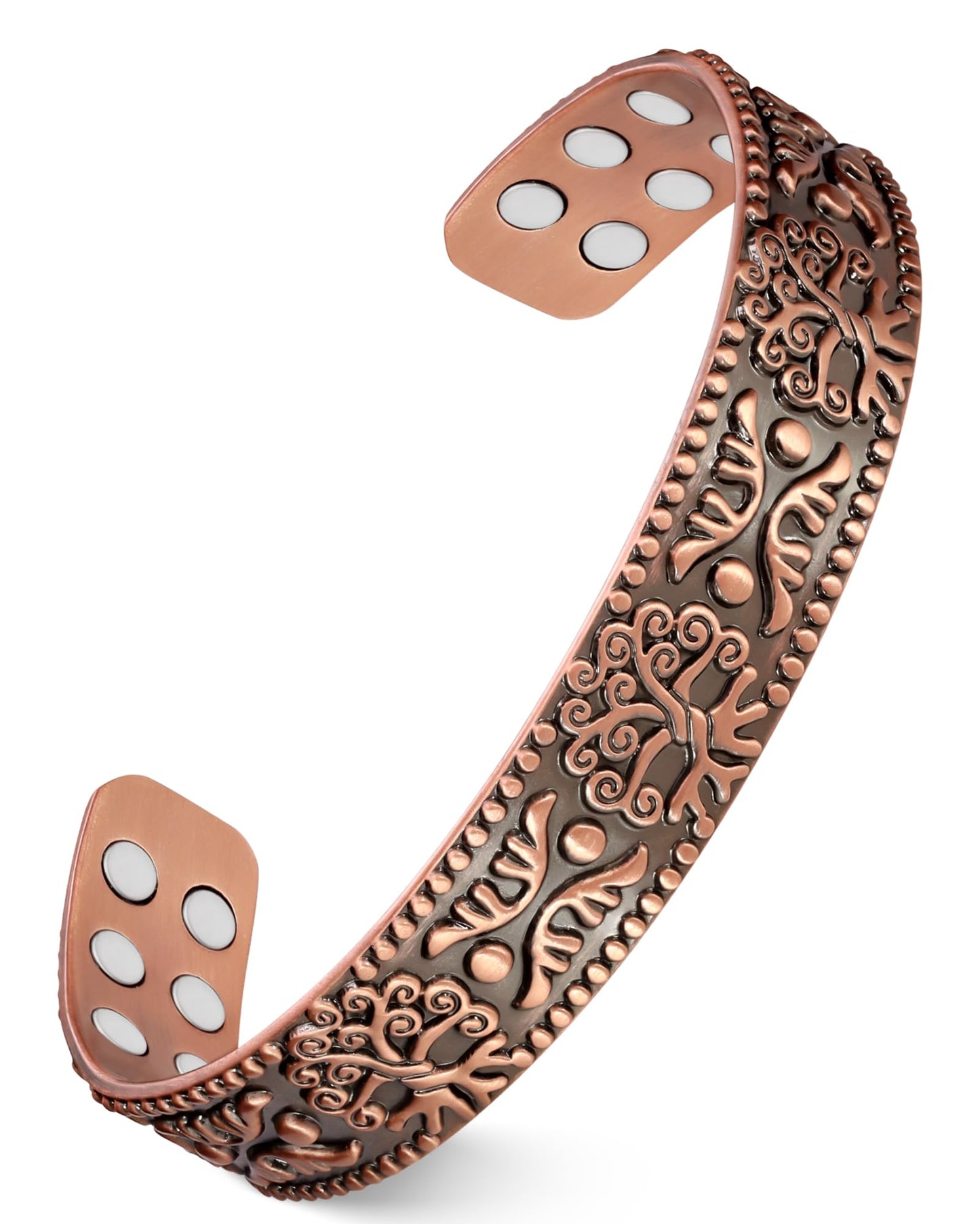 Feraco Pure Copper Bracelet for Men, 18X Ultra Strength Magnetic Bracelets for Men with 3800 Gauss Neodymium Magnets, Adjustable (Tree of Life)