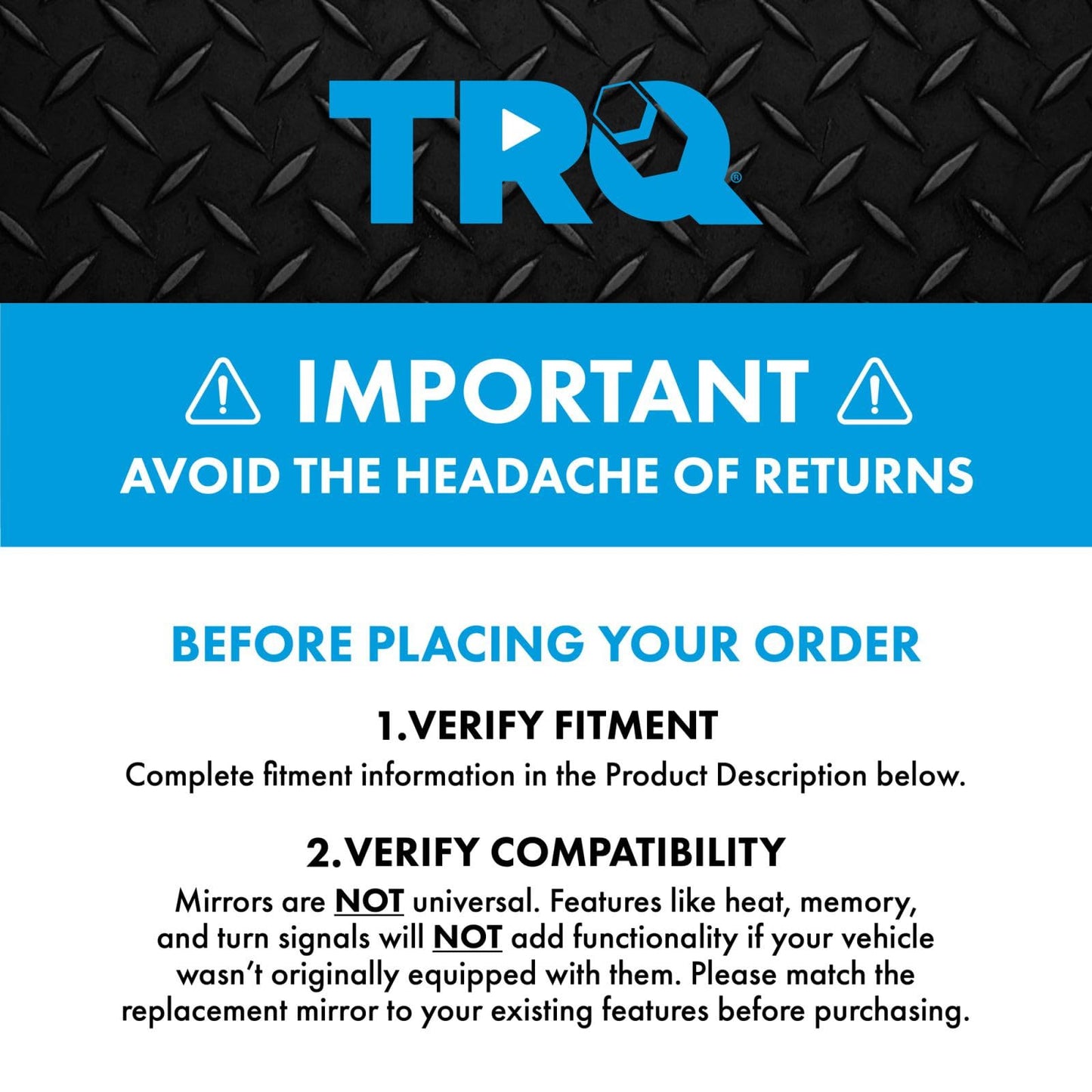 TRQ Driver Side Mirror Assembly Electric Adjustment Heated Memory Black Compatible with 2004-2007 Chevrolet Trailblazer GMC Envoy Buick Rainer GM1320348 GM1320349