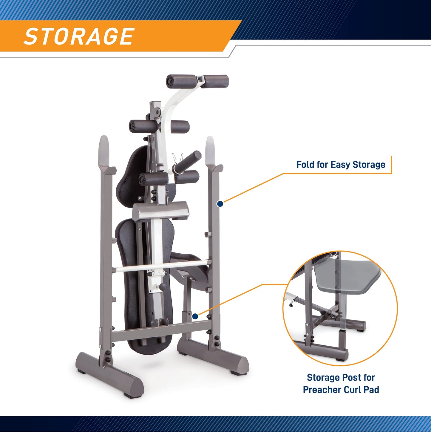 Marcy Folding Standard Weight Bench – Easy Storage MWB-20100, Incline