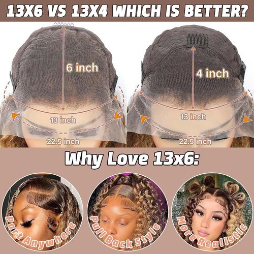 Honey Blonde 13x6 Deep Wave Lace Front Wigs Human Hair 22 inch 4/27 Highlight Ombre Deep Wave HD Transparent Lace Front Wigs Pre Plucked 200% Density Wet And Wavy Curly Lace Frontal Wig for Women