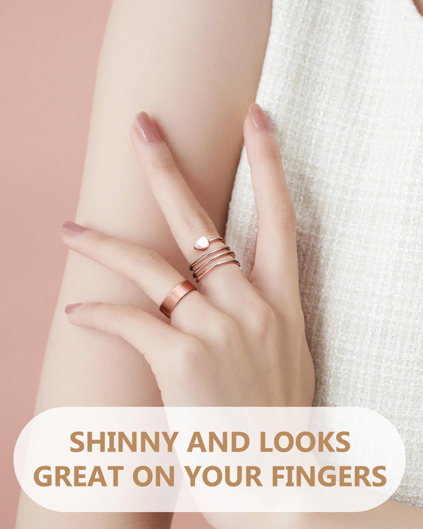 Feraco 2PCS Copper Rings for Women,Magnetic Thumb Ring with Magnets,Lymphatic Jewelry Gifts for Womens