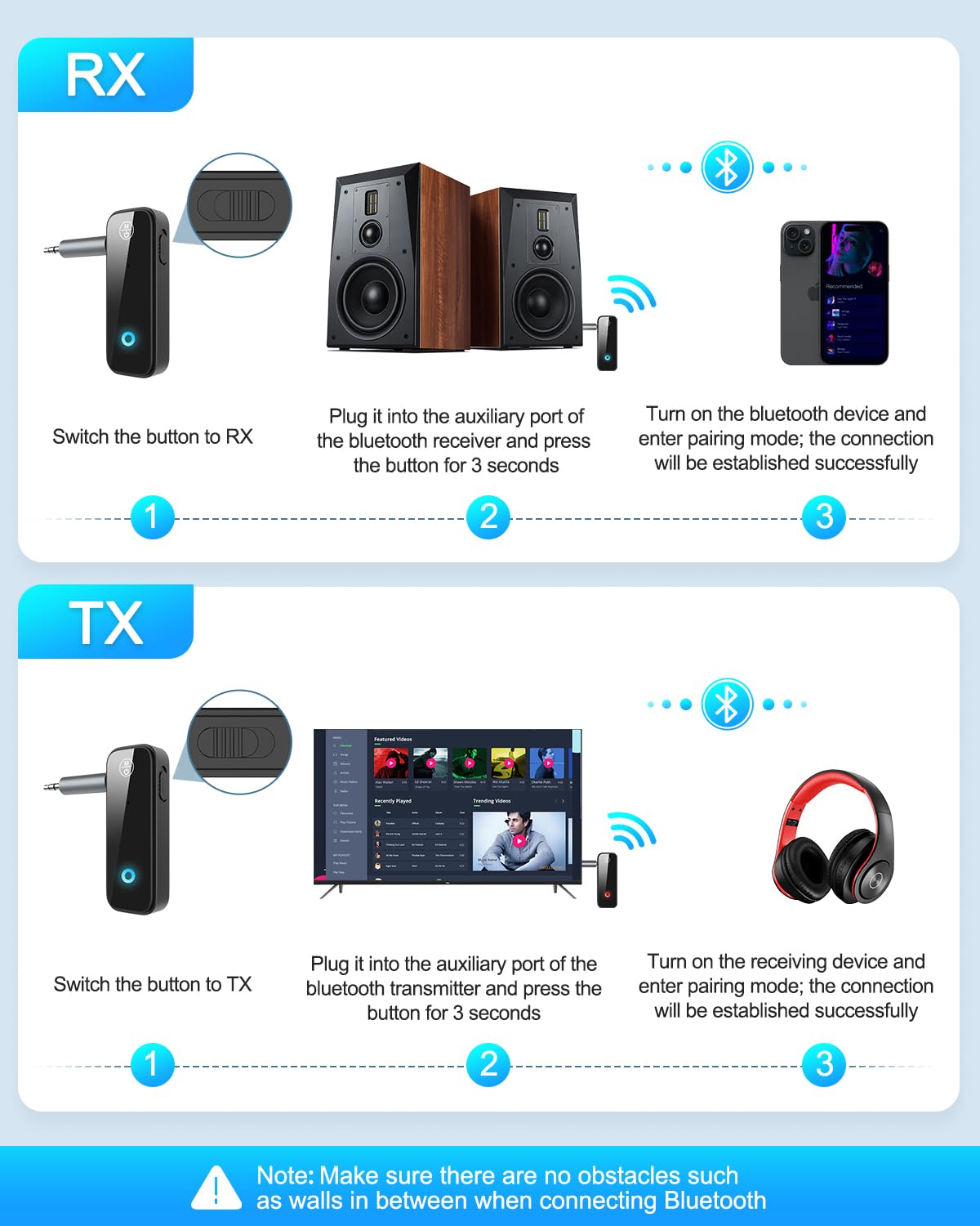 (Upgraded) Ankilo Aux Bluetooth Adapter for Car, 2 in 1 Bluetooth 5.3 Receiver Transmitter for Car with Display Screen, Suitable for Cars, Speakers, Stereo Systems and Headphones