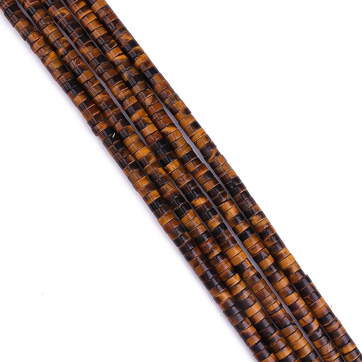 BEADIA Natural Yellow Tiger Eye Spacer Beads Caps Loose Semi Gemstone for Beading Jewelry Making 6mmx3mm 38cm