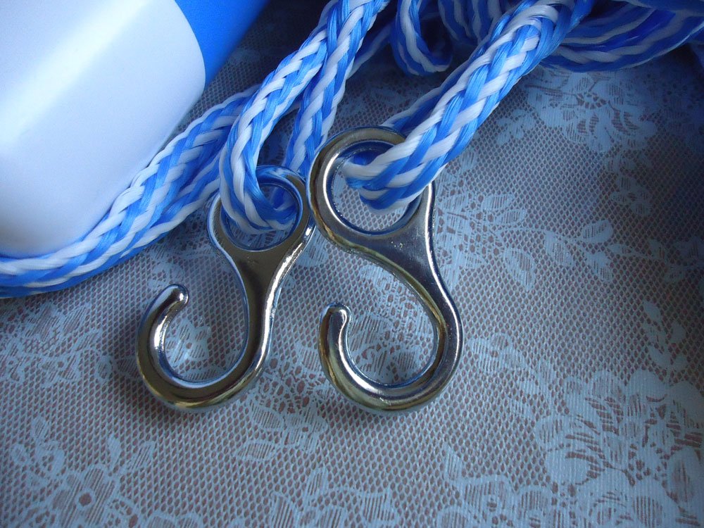 ATIE 16' Swimming Pool Safety Divider Rope and Float Line with 2 Pre-Assembled Stainless Hooks and 5 Bi-Tone Floating Buoys for Effective Visibility (16 FT)