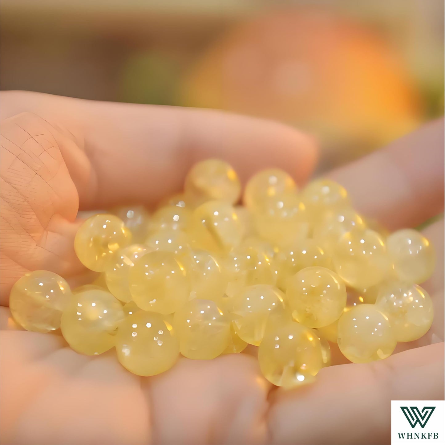 WHNKFB 6mm 100PCS Natural Citrine Round Beads, Smooth Polished Loose Yellow Crystal Beads for Jewelry Making Craft - 4mm 6mm 8mm 10mm Options with Free Elastic Cord