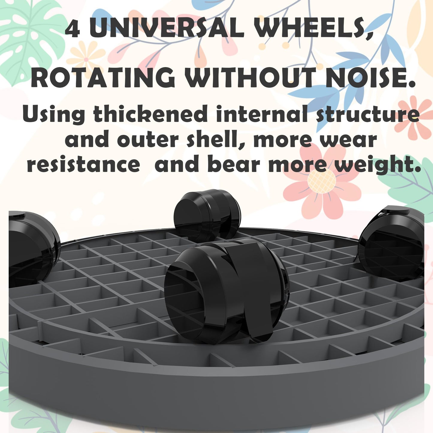 9.8 Inch Heavy Duty Plant Caddie with Wheels,Rolling Plant Stand Pot Trolley,Wheeled Planter Saucer Tray,Potted Flower Mover Dolly with Casters Round Coaster for Indoor Outdoor