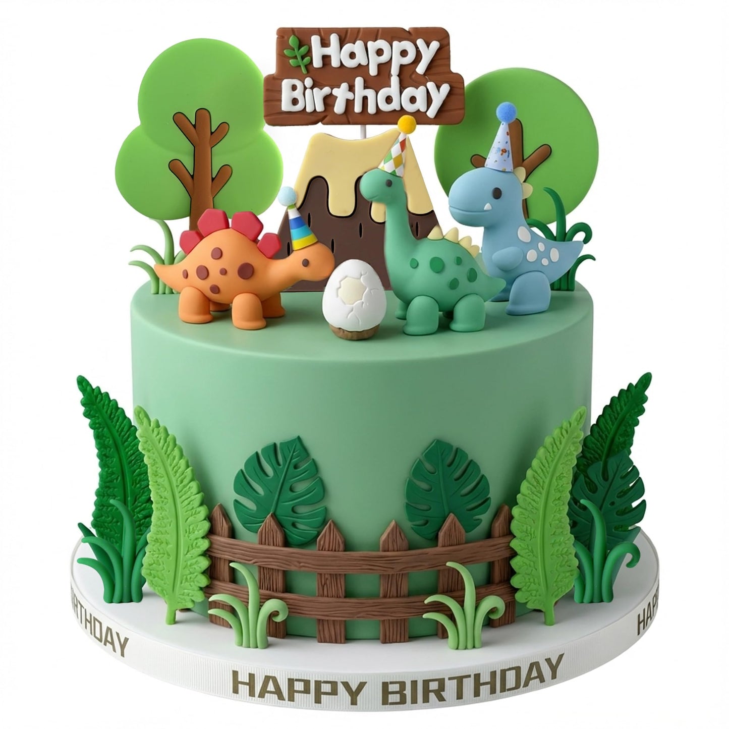 Simpfo-27 PCS Dinosaur Cake Topper, Birthday Decorations Set with Dinosaur Eggs, Jungle Leaves - Reusable Dinosaur Cake Decorations for Kids, Dino Theme Party Supplies for Boys Girls Toddler（Simpfo）
