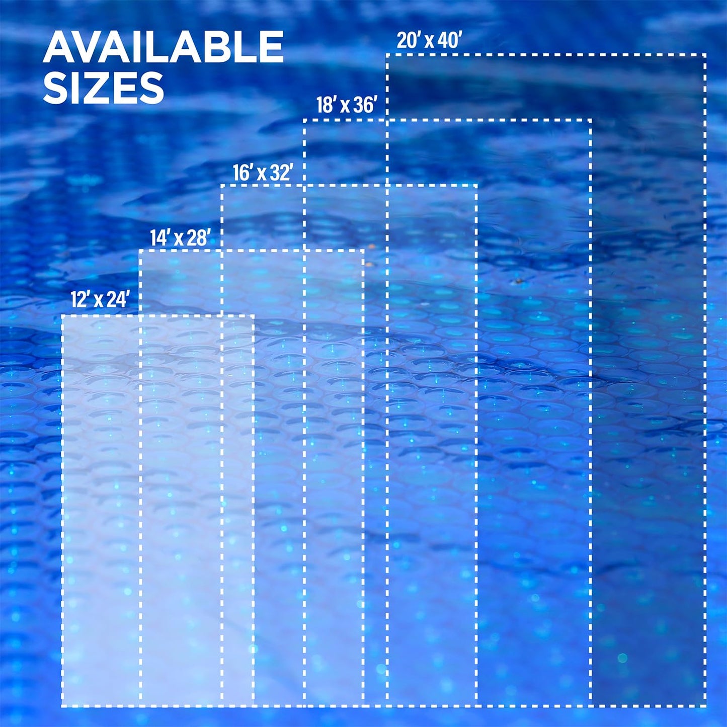 Solar Pool Cover for Inground and Above Ground Pools - 16' x 32' Rectangle 12 Mil Solar Blanket for Inground Pool, Blue