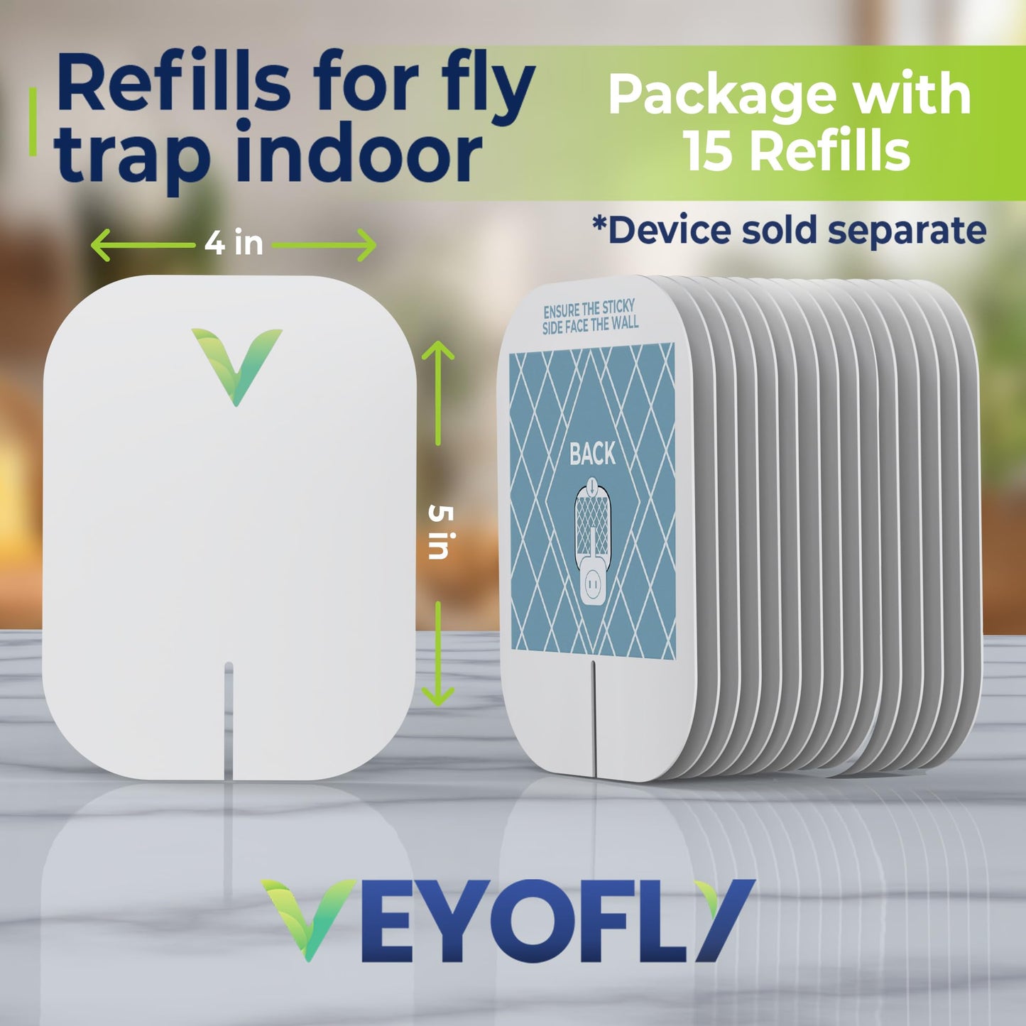 VEYOFLY Fruit Fly Traps for Indoors Official Refill, Gnat Trap Indoor Plug in, Bug Traps, Flying Insect Trap, Gnat Traps for House Indoor, Fly Trap Indoor for Home, Mosquito Catcher, Pack 15 Refills