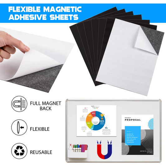 8.5X11 Inches Magnet Sheets for Letter Size (Pack of 16),Magnetic Sheets with Self-Stick Adhesive for Home/Classroom/Office,Easy Cut DIY Magnet
