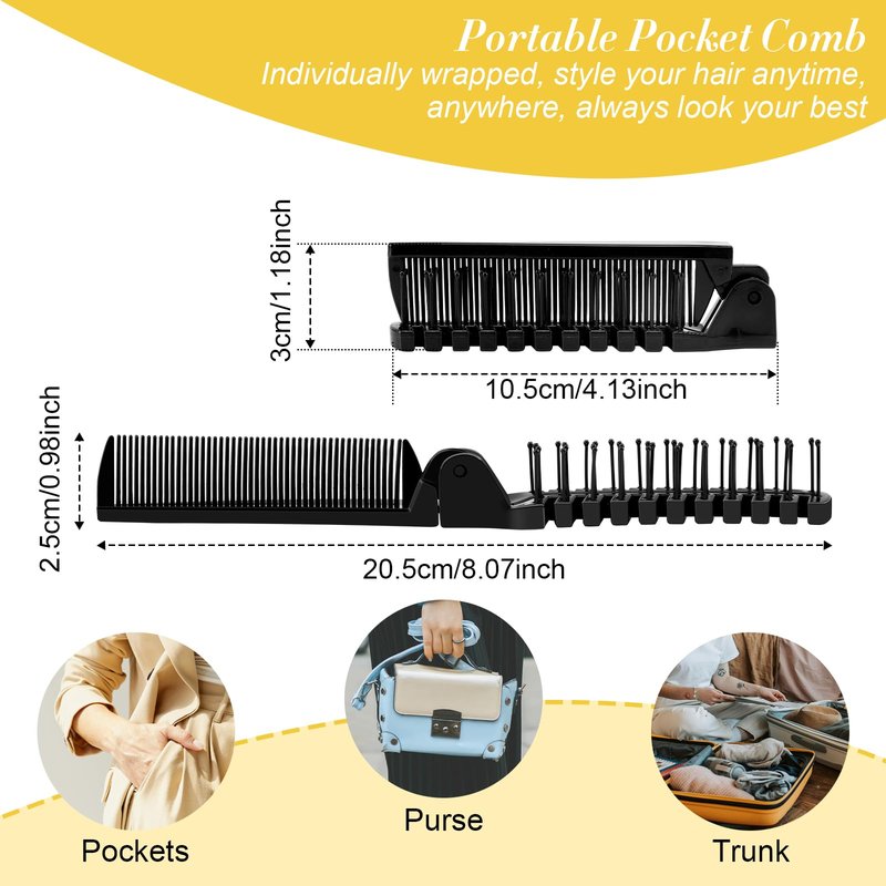 Travel Folding Comb, Compact Foldable Hair Brush Travel Pocket Mini Hair Comb & Makeup Comb in Bulk Individually Wrapped for Women Men Girls Homeless Hotel Shelter Nursing Home Charity Church