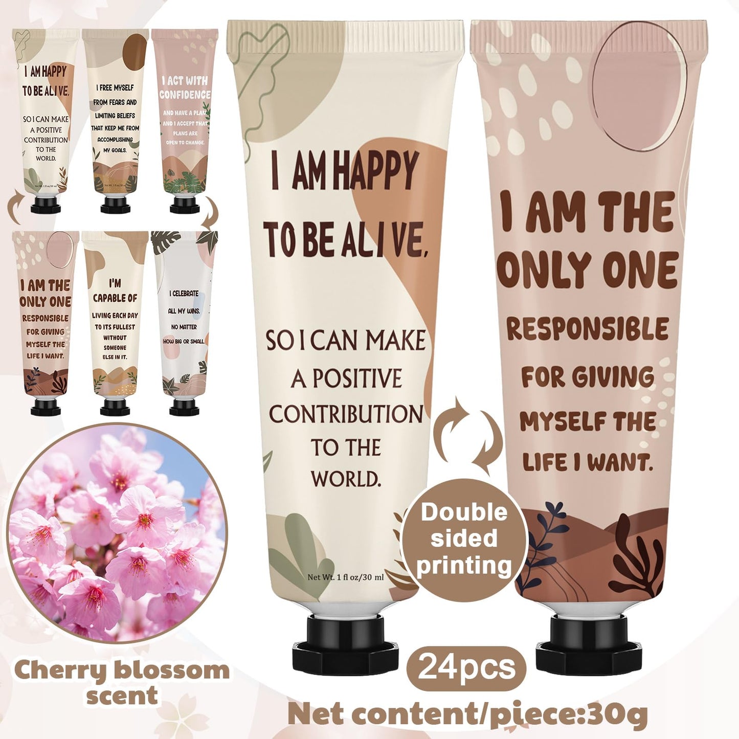 Loopeer 24 Pcs Positive Affirmation Gifts Bulk Hand Cream Gift Set Small Motivational Stress Relief Gift for Coworker Staff Teacher Nurse Women Dry Cracked Hands Travel Size Moisturizing
