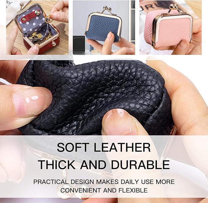Genuine Leather mini Jewelry box, Portable Travel Jewelry case - Vintage mini Organizer with Kiss Lock for Rings, Earrings, Necklace, Bracelet | Gift for Women (Brown Leopard Print L)