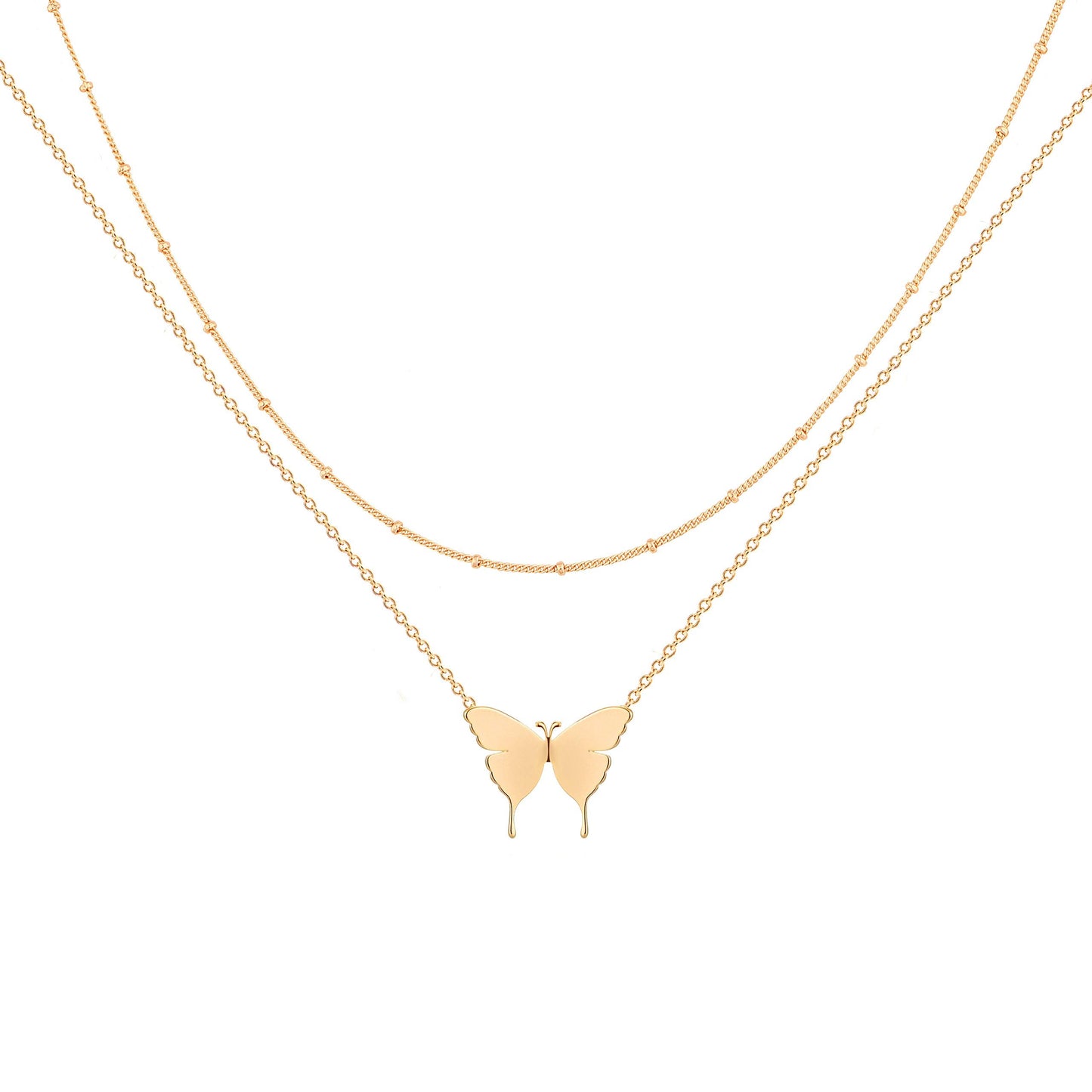 MEVECCO Gold Butterfly Necklaces Layered Choker Necklace for Women,18K Gold Plated Dainty Cute Handmade Jewelry