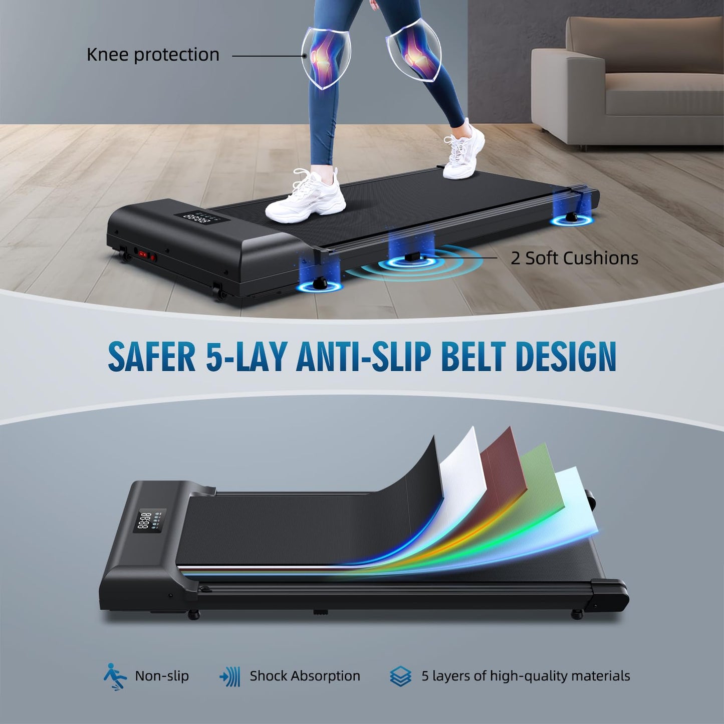 Sienfix Walking Pad，Under Desk Treadmill 2 in 1 Treadmills，Portable Walking Treadmill 2.5HP, 320lbs Max Weight Remote Control LED Display,Installation-Free Jogging Machine for Home/Office