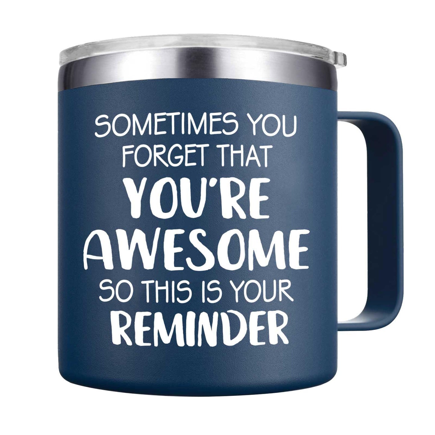 Abledn Christmas Gifts for Men - Sometimes You Forget You're Awesome Mug, Inspirational Birthday & Holiday Presents for Men, Him, Dad, Guy - 14Oz Navy Blue