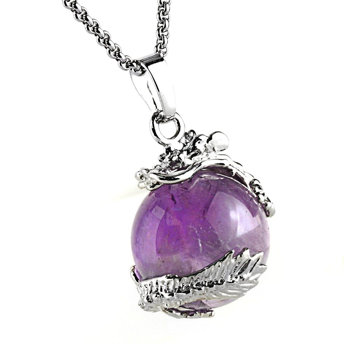 JEWELRIESHOP Dragon Necklace Chakra Reiki Healing Crystal Pendant Gemstone Necklace for Women Men