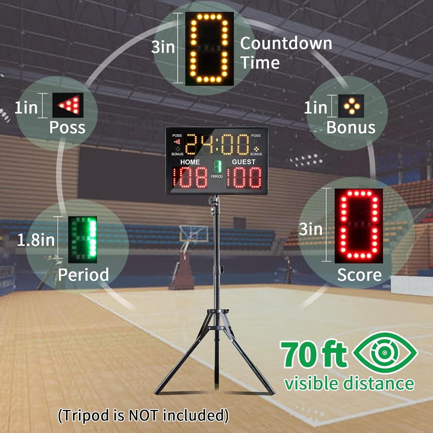 Ousmile Basketball Scoreboard with Timer Clock, Digital Scoreboard with Remote, Portable Battery Powered Electronic Scoreboard for Baseball/Tennis/Soccer/Volleyball/Ping Pong Games