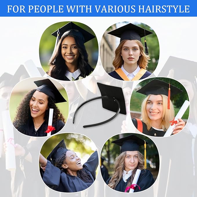 Graduation Cap Headband Insert, Grad Caps Headband Insert, Adjustable, Secures Cap and Keeps Hairstyle, Upgraded Interior Design, Simple and Practical Anti-Fall Hairband for Graduation