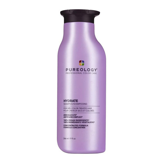 Pureology Hydrate Shampoo - For Dry or Color Treated Hair, Moisturizing Shampoo For Hydration & Softness, Protects Color Vibrancy, With Rose Extract & Green Tea, Vegan & Sulfate Free