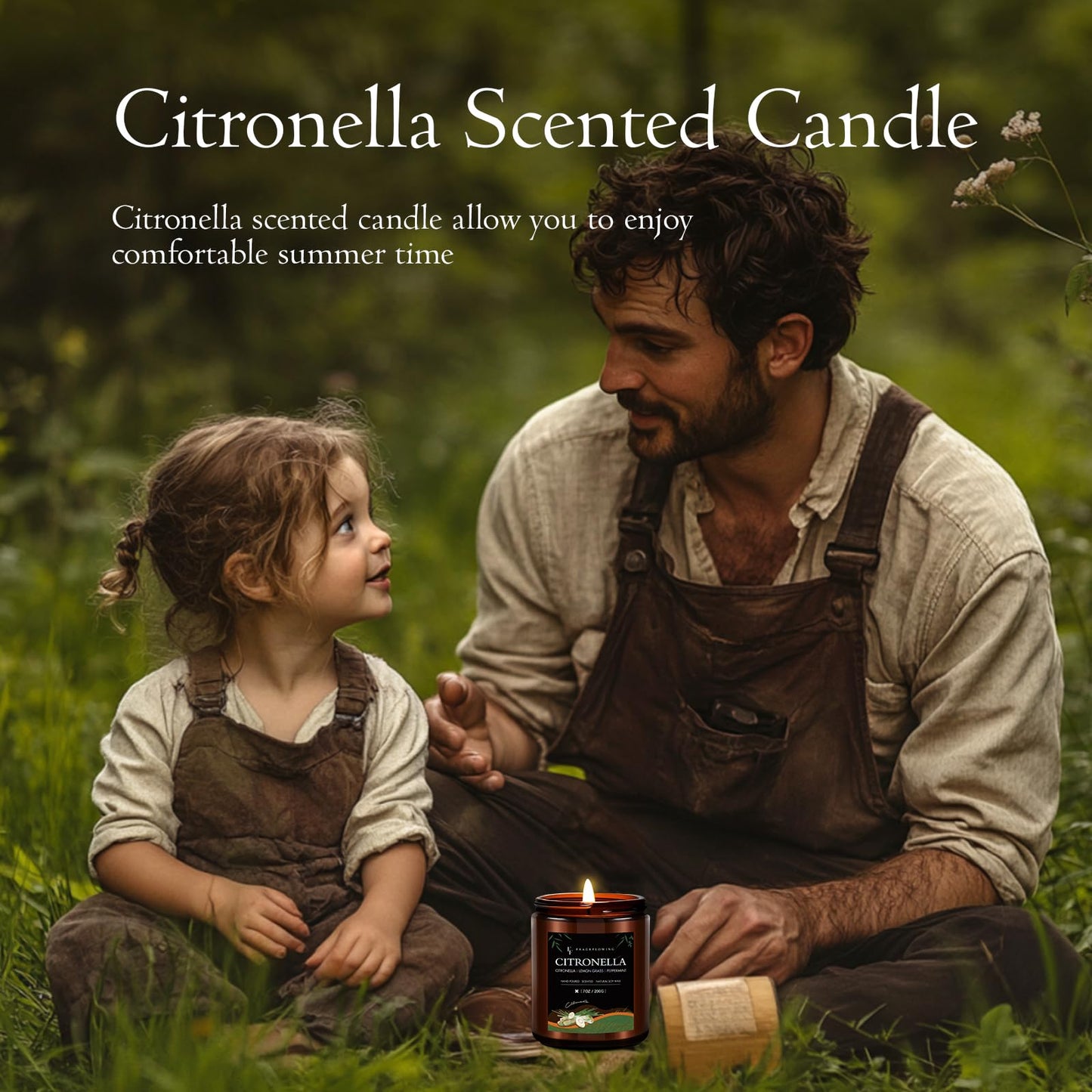 Citronella Candles Set, Indoor Outdoor Lemongrass Scented Candles，Natural Soy Wax Jar Candle, 200-Hour Burn Time, 28 oz (4 Pack)