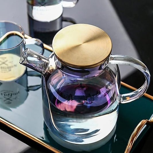 Pitcher Glass Pitcher with Spiral Filter High Temperature Resistant Kettle with Lid Large Capacity Teapot with Anti-scald Handle Hot/Cold Water Carafe (Size : CH)