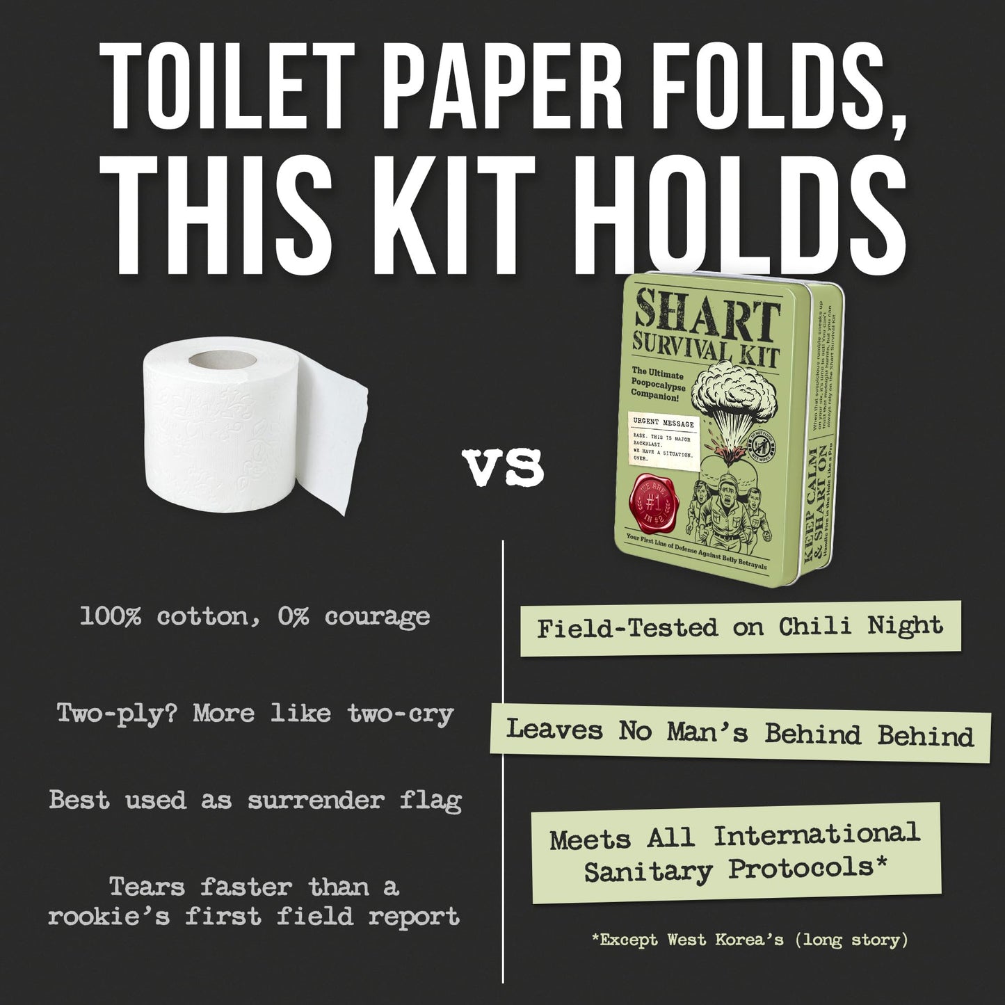 Witty Yeti’s Military-Grade Shart Survival Kit for When Your Butt Commits Treason. Emergency Backup Gag Gift for Digestive Mutiny & Rear-End Rebellion.