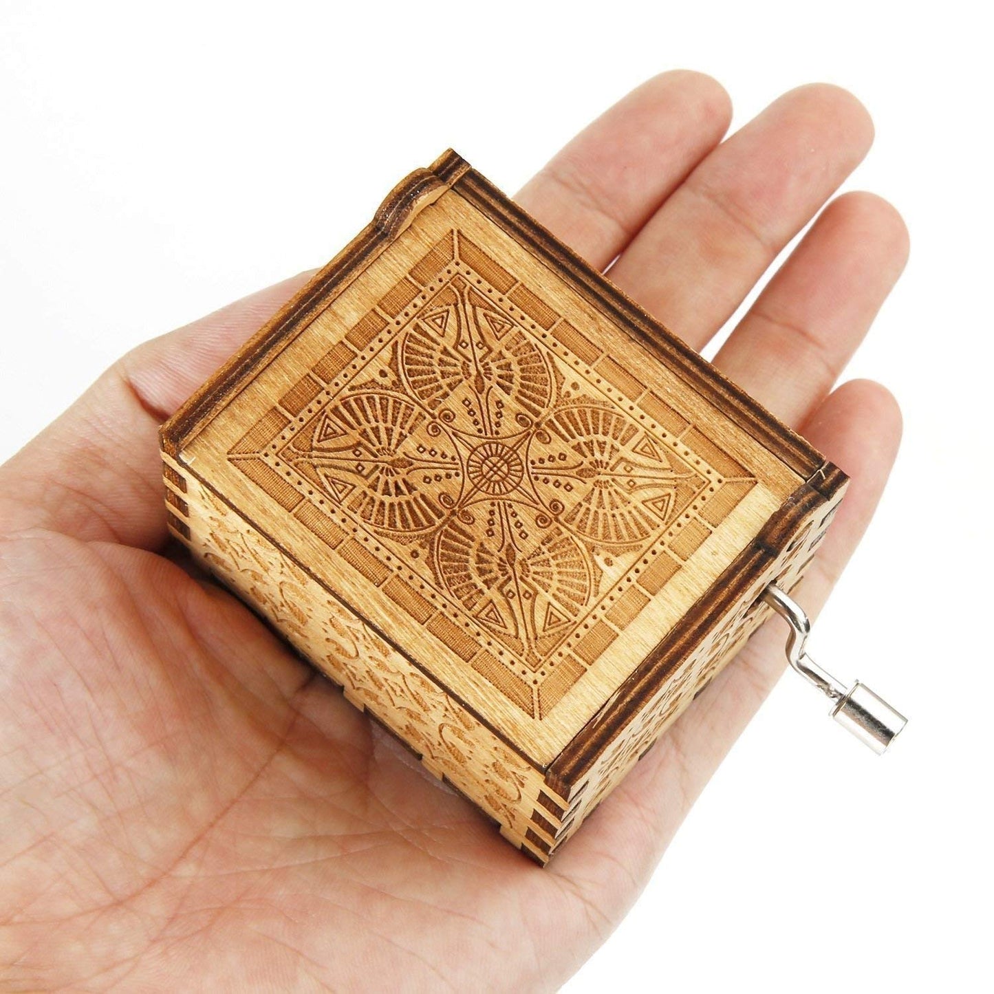 Huntmic Wooden Hand Crank Rainbow Music Box, Classic Vintage Wood Handmade Over the Rainbow Musical Boxes Best Gift for Kids,Friends (Over the Rainbow)