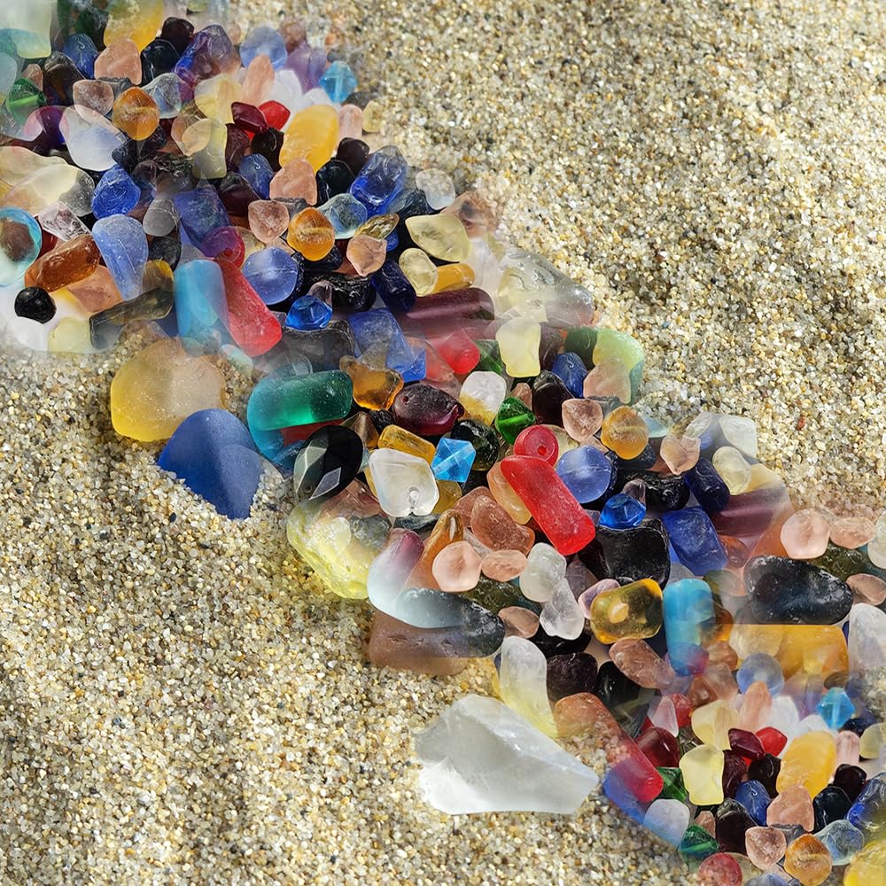 HappyFiller 5 LB Tumbled Glass Bead Stones,Matted Colorful Artificial Sea Glass Pebbles,Vase Fillers,Garden Landscape,Fountain Rocks,Aquarium Fish Tank Pea Gravel,Beach Theme,Resin Art