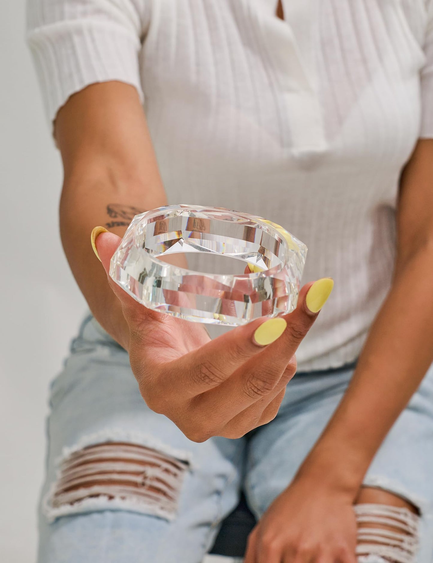 HUAYUNFANG Transparent Acrylic Resin Bracelet for Women Geometric Squre Clear Acrylic Bangles Trendy Acetate Plate Bangle Bracelet Jewelry