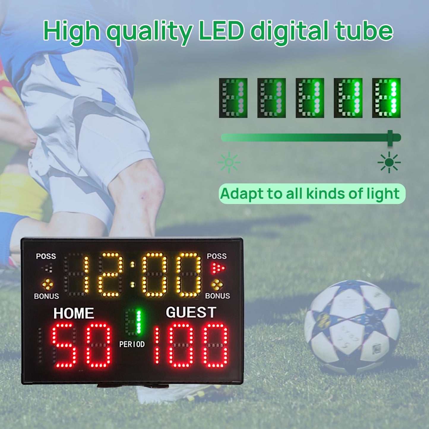 Ousmile Basketball Scoreboard with Timer Clock, Digital Scoreboard with Remote, Portable Battery Powered Electronic Scoreboard for Baseball/Tennis/Soccer/Volleyball/Ping Pong Games