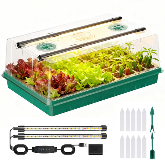 Adawook Seed Starter Trays with Grow Lights, Color Change Grow Lights for Seed Starting Kit, 3 Timming Set, Indoor Plant Growing Kit for Gardeners, Germination Trays Kits, Gardening Gifts (60 Cells)
