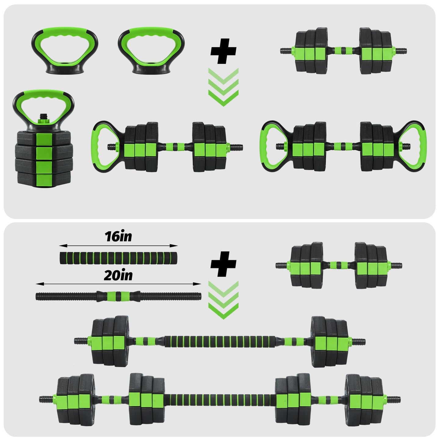 Adjustable Dumbbells Set 44/66/88LB, 4-in-1 Free Weight Set with Barbell Connector, Used As Dumbbells/Barbell/Kettlebell/Push-Up Stand, Strength Training Equipment for Home Gym for Men, Women & Youth