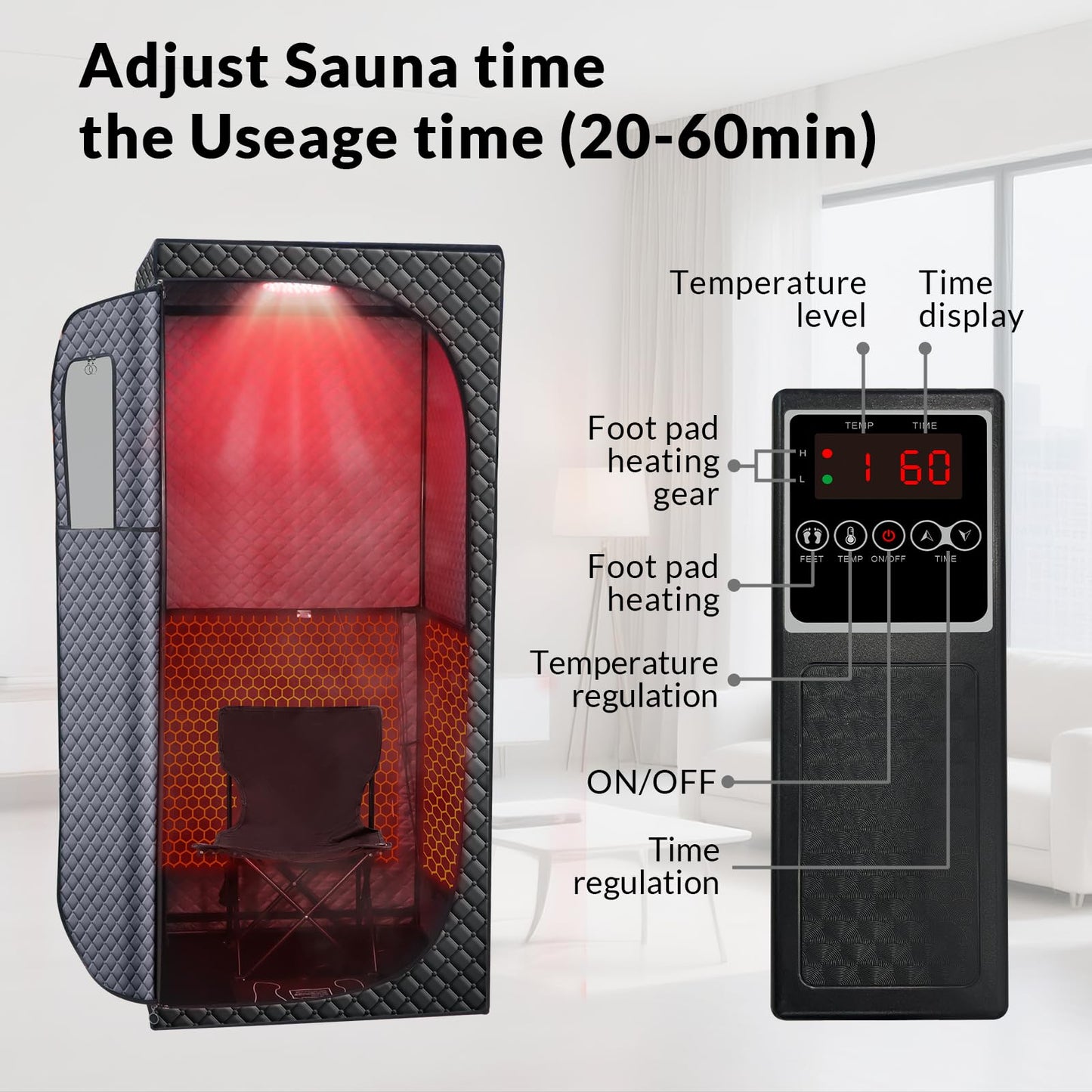 Veloqore Dry Infrared Sauna, Red Light Therapy Saunabox for Relaxation, Detox and Muscle Relief, 9 Levels Up to 140°F Personal Indoor Saunas Tent, Portable Sauna for Home, Bedroom, Living Room
