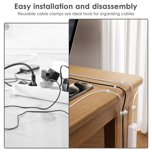 190 PCS Cable Management Kit, Cord Organizer Set with 100 R-Type Clips, 60 Cable Ties, 30 Multi-Type Adhesive Wire Holders – Desk Cable Holder Accessories for Office, Gaming Setup, PC Desk, Home
