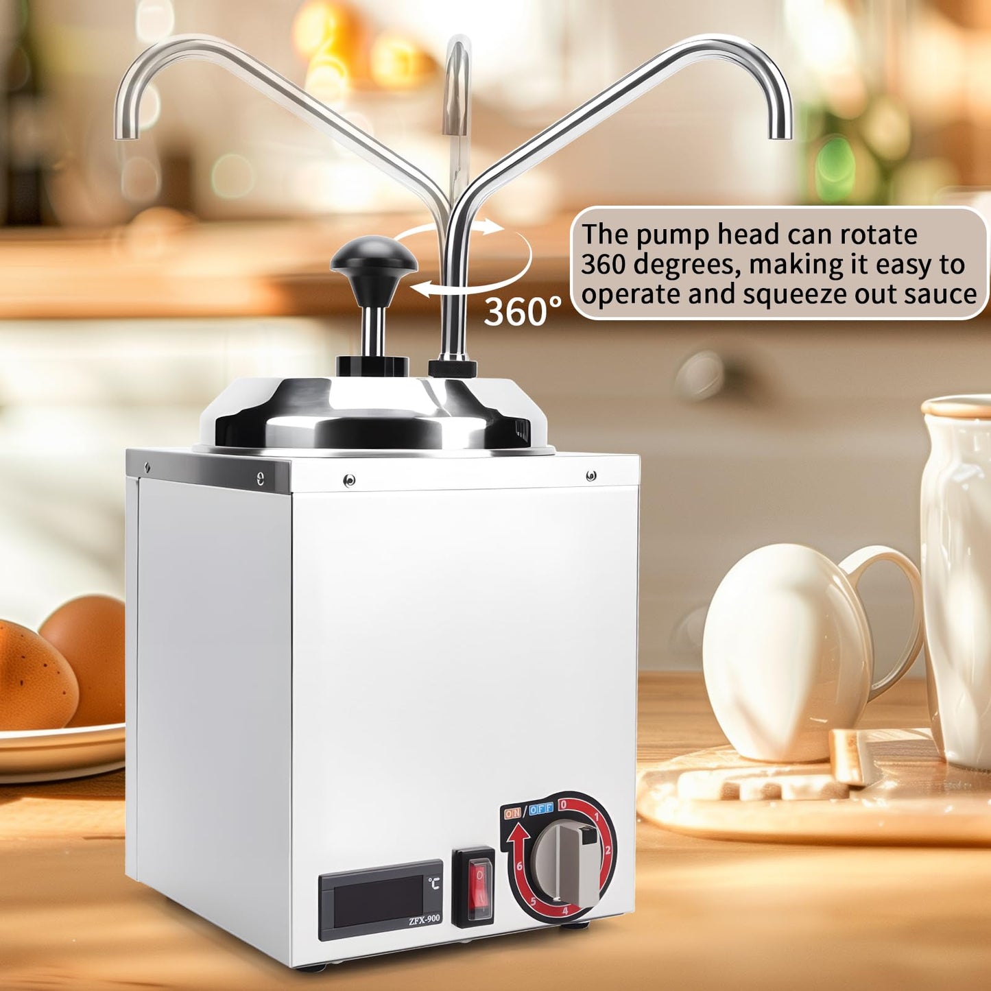 XGLWLOFSSQ Digital 2.65 Quart Stainless Steel Nacho Cheese Warmer & Dispenser - Insulated Heated Sauce Pump for Fudge/Butter/Caramel