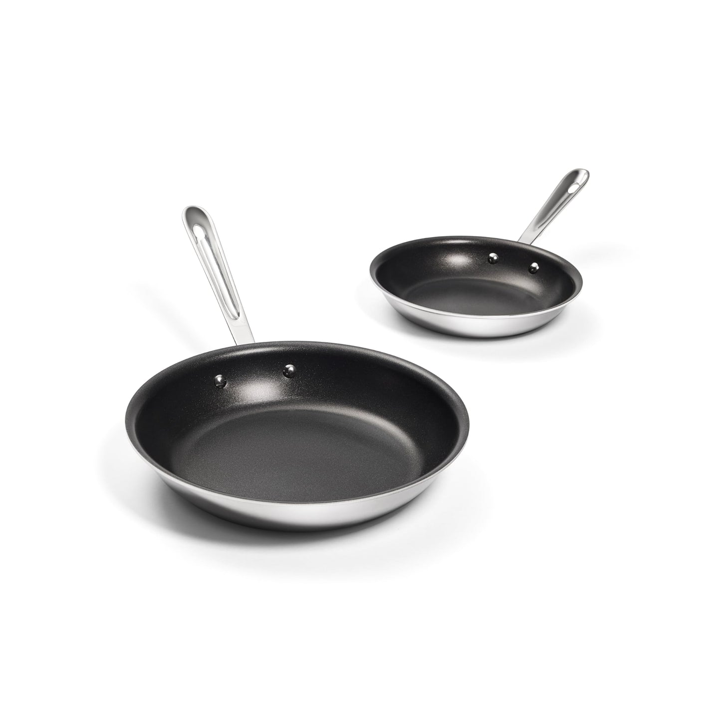 All-Clad Stainless Steel Pro Nonstick Frying Pan Set – 8 & 10 Inch Skillets, Induction Compatible, Oven & Broiler Safe to 500°F, Professional Cookware, Silver