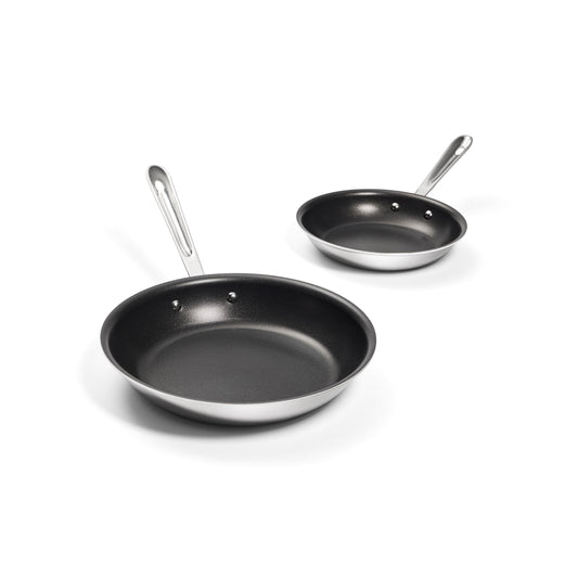 All-Clad Stainless Steel Pro Nonstick Frying Pan Set – 8 & 10 Inch Skillets, Induction Compatible, Oven & Broiler Safe to 500°F, Professional Cookware, Silver
