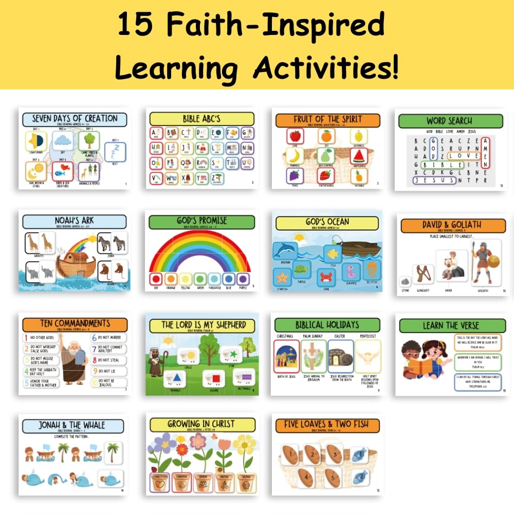 Bible Busy Book for Toddlers Ages 3 and Up - Montessori Sensory Toys Busy Board Homeschool Preschool Learning Activities - Gifts for 3 Year Old Boys - 4 Year Old Girls Birthday Gifts Easter Baptism