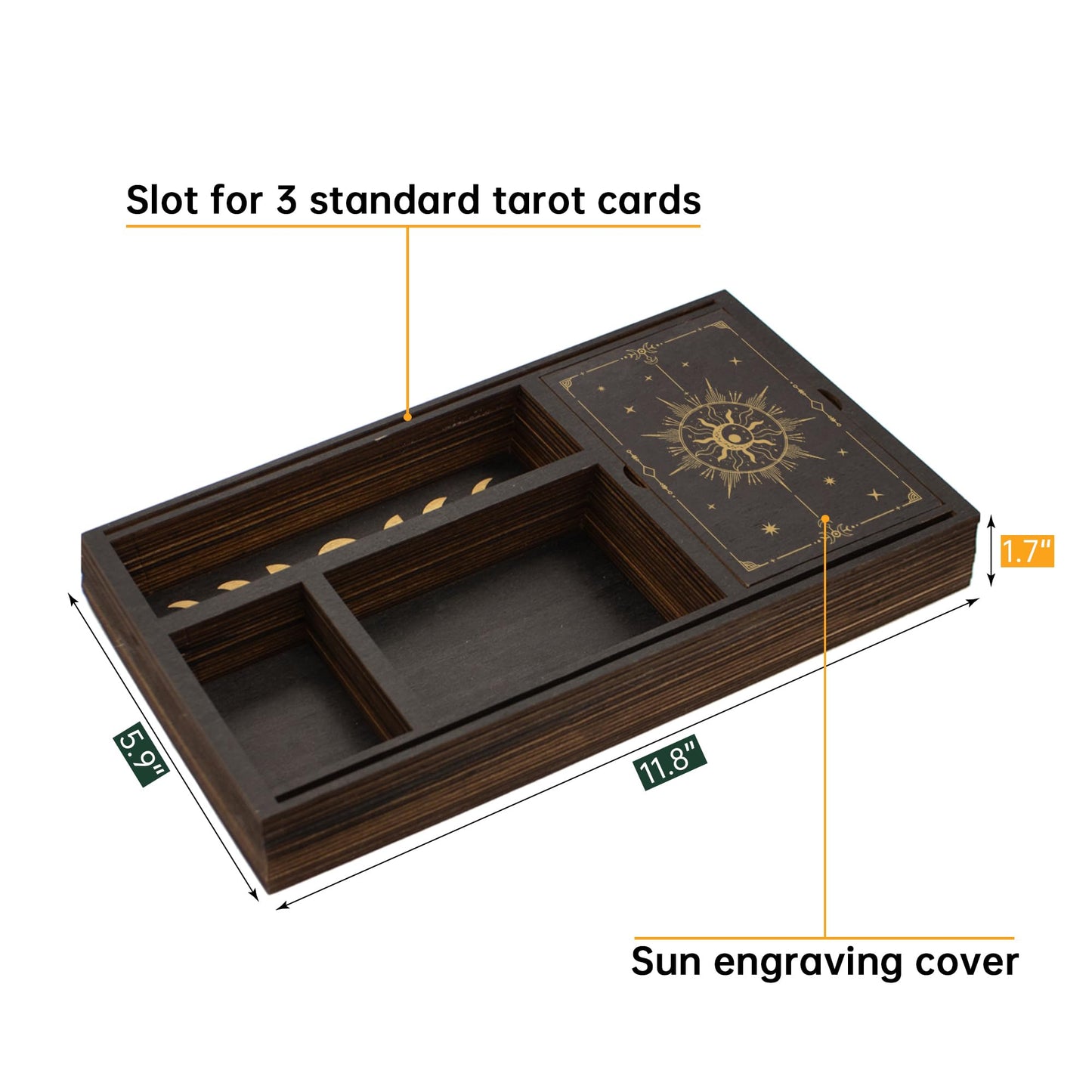 Tarot Card Holder Wooden Crystal Tray, Tarot Card Box and Wiccan Supplies, Witchcraft Altar Supplies Pagan Tarot Box Decor Witchy Gifts Meditation Accessories Witch Stuff Astrology Decor