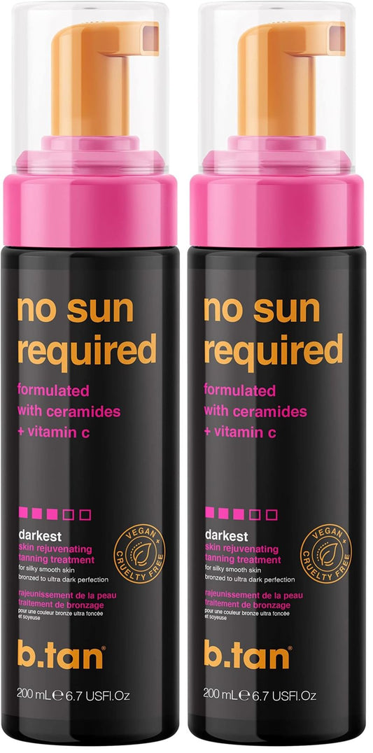 b.tan Dark Self Tanner Mousse | No Sun Required - Fast, 1 Hour Express, Darkest, Rejuvenating Sunless Tanning Treatment With Ceramides + Vitamin C, No Fake Tan Smell, Cruelty Free, 6.7 Fl Oz