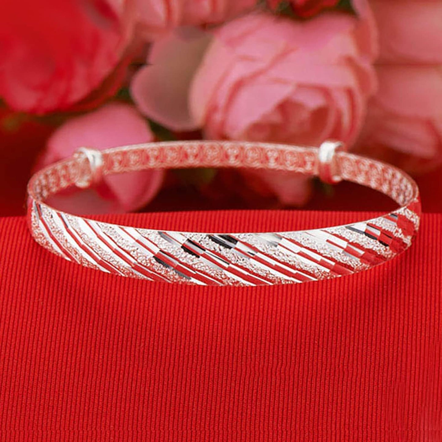 925 Sterling Silver Plated Cuff Bangle Bracelets for Women Fashionable Glitter Star Bangle Bracelet Open Adjustable Wide Cuff Bracelet for Teen Girls Fashion Jewelry (silver H) Gifts for Lovers