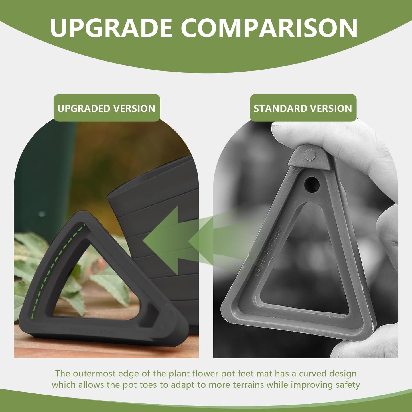 alalalight 12PCS Flower Pot Risers Toes，Invisible Plant Pot Feet for Outdoor Planters，Indoor Secure Compressive Environmental Triangular Lifters Supports (Small Black)