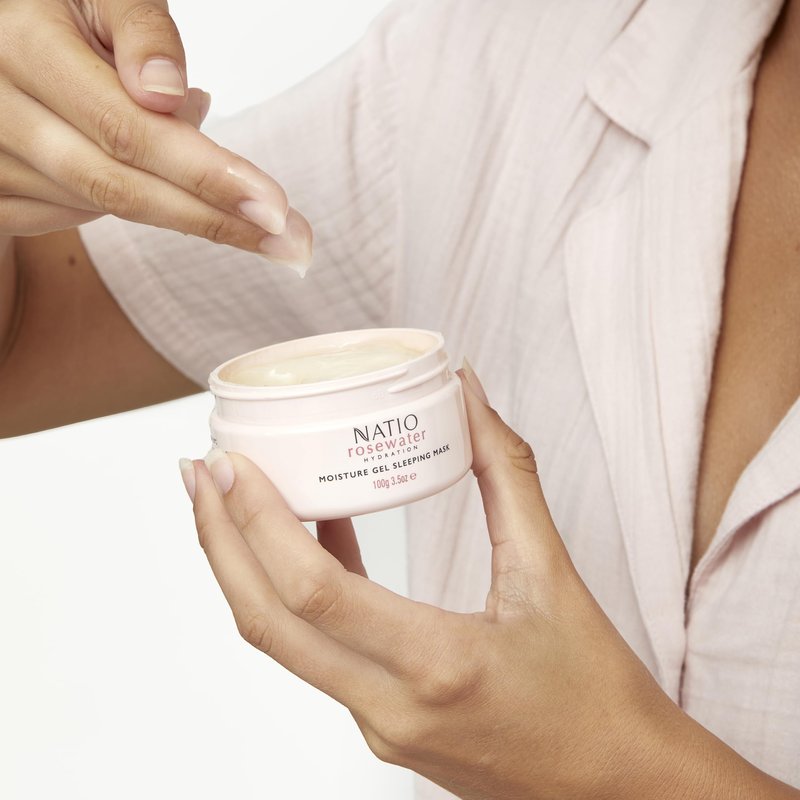 Natio Australia Rosewater Hydration Moisture Gel Sleeping Mask, 3.5 oz - Nighttime Rosewater Face Cream - Face Moisturizer for Overnight Hydration
