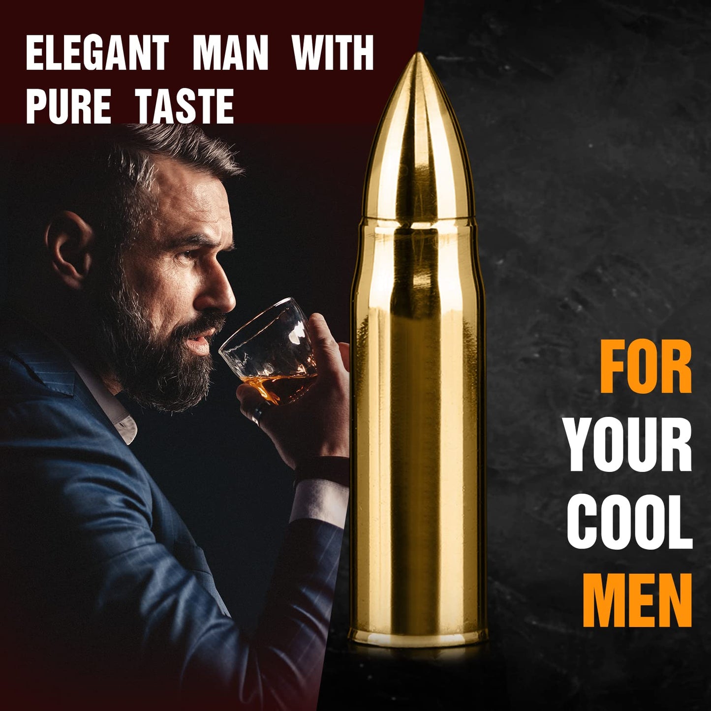 Gifts for Men Him Christmas, Whiskey Stone Gifts for Husband Anniversary, Unique Birthday Gift Ideas for Dad from Daughter Son Wife, Cool Stocking Stuffers, Bourbon Gadgets for Grandpa Uncle Father