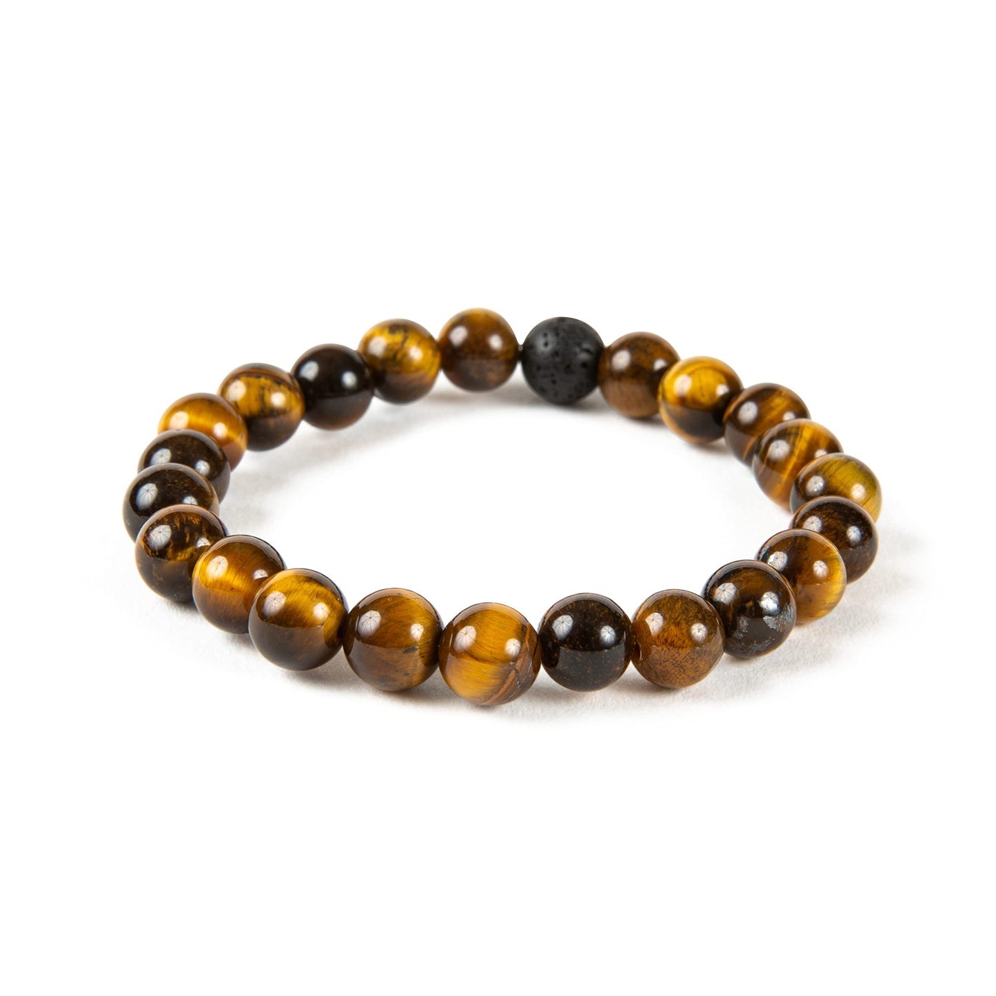 Wild Essentials Tiger Eye and Lava Stone Bracelet, Expandable up to 8 inches, Aromatherapy Jewelery for Women, Men, Esssential Oil Diffuser, Grounding Calming Strength Confidence