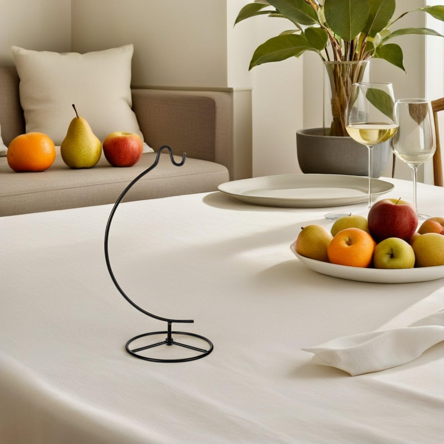 OSALADI 2pcs Moon-shaped Hanging Ornament Display Stand Metal Iron Air Plant Holder Indoor Home Décor Hanging Rack for Glass Globe Terrarium
