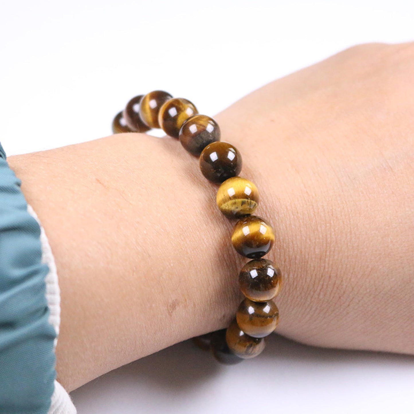 Cryhand Tigers Eye Protection Handmade Bracelet Best Present For Men Women Attract Wealth Chakra Feng Shui Stretchy Beaded Bracelets Lucky Friendship Bracelet (Tigers 3PCS)