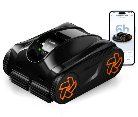 iGarden Pool Cleaner K Series, 6H Cordless Robotic Pool Vacuum for Inground & Above Ground Pools, AI Timer, Smart Navigation, Floor, Walls&Waterline Scrubber, Touchscreen, Auto-Parking