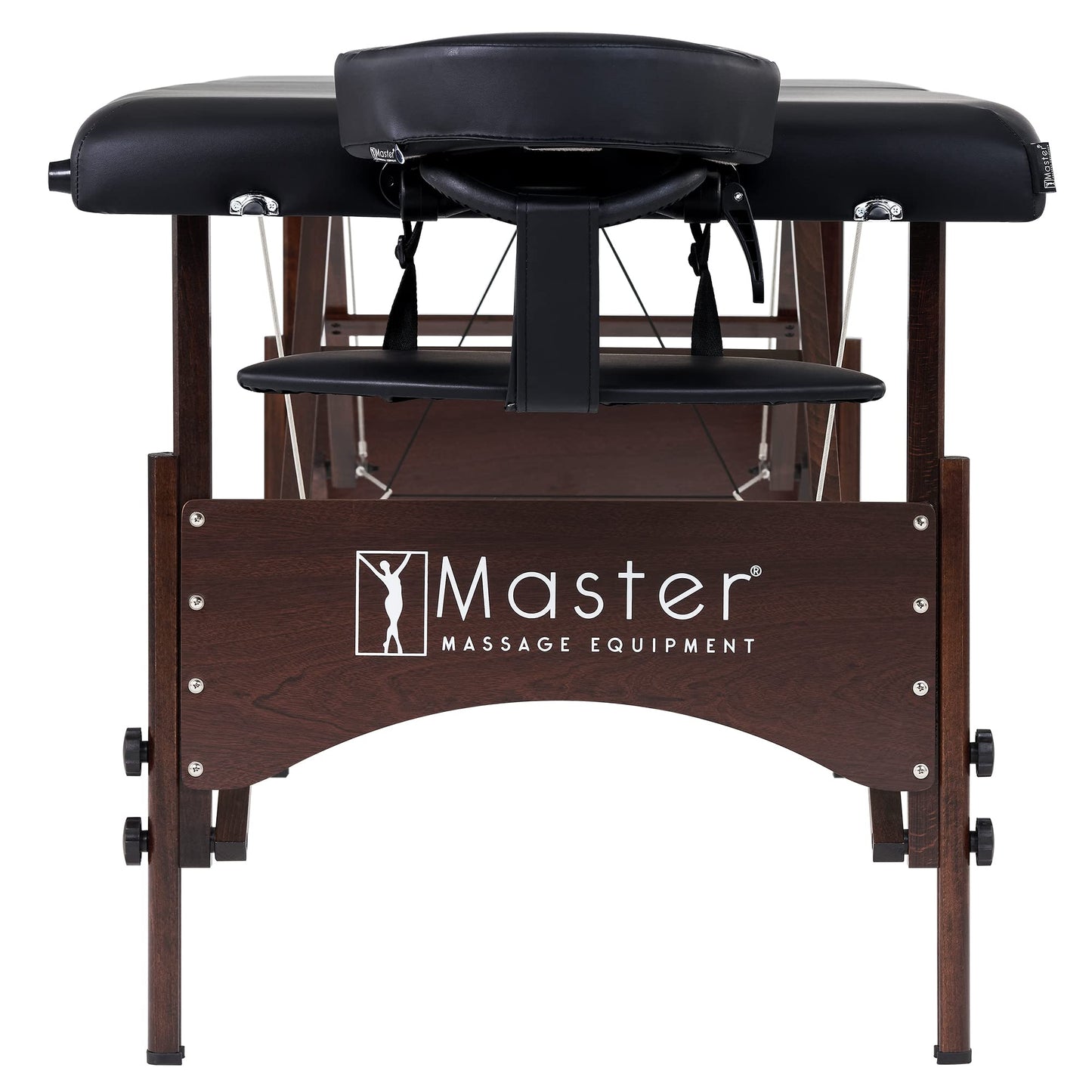 Master Massage Argo 28" Portable Massage Table with Walnut Legs – Spa Bed, Lash Table, Tattoo Bed, Beauty Bed – Black (Ambient Lighting System)